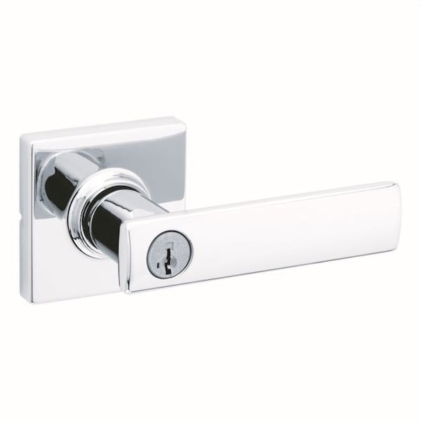 Breton Lever , Square Rose Entry Door Lock SmartKey , 6AL Latch, RCS Strike Bright Chrome Finish